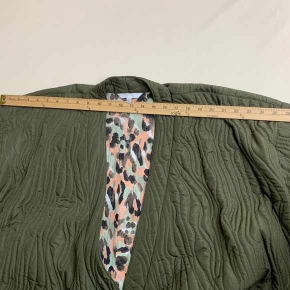 Calme Johnny Was Ava XXL Olive Green Quilted Robe Coat Lining Tie Waist Pockets - Picture 8 of 8